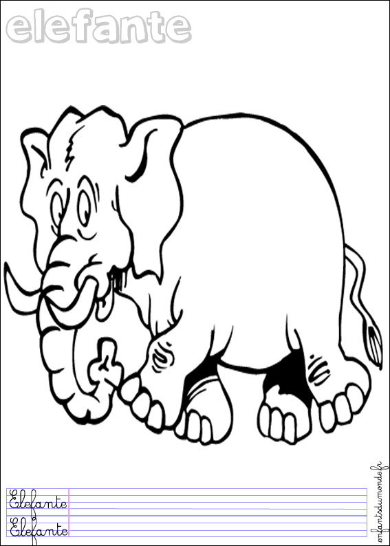 coloriage elephant 1
